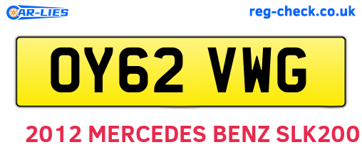OY62VWG are the vehicle registration plates.