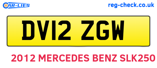 DV12ZGW are the vehicle registration plates.