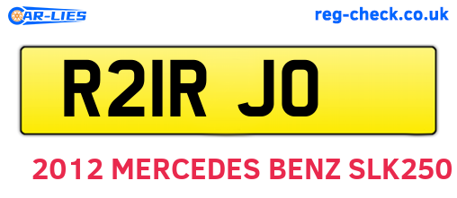 R21RJO are the vehicle registration plates.