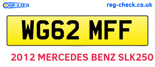 WG62MFF are the vehicle registration plates.
