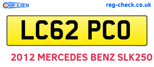 LC62PCO are the vehicle registration plates.