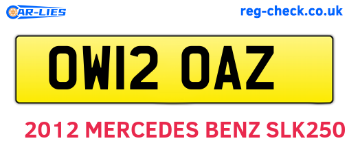 OW12OAZ are the vehicle registration plates.