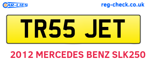 TR55JET are the vehicle registration plates.