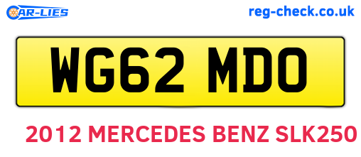 WG62MDO are the vehicle registration plates.