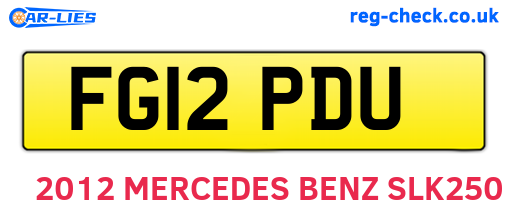 FG12PDU are the vehicle registration plates.