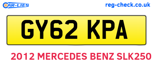 GY62KPA are the vehicle registration plates.