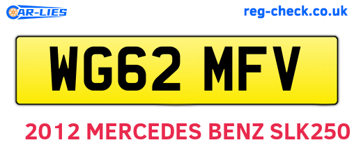 WG62MFV are the vehicle registration plates.