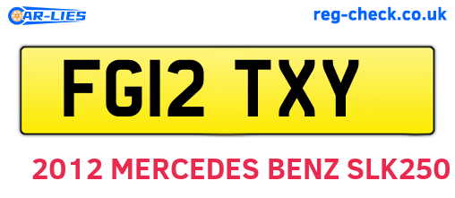 FG12TXY are the vehicle registration plates.