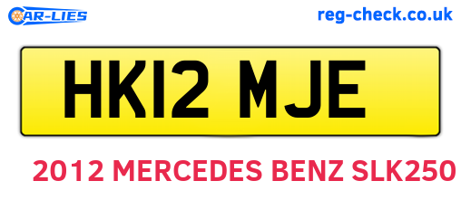 HK12MJE are the vehicle registration plates.