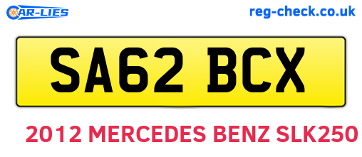 SA62BCX are the vehicle registration plates.