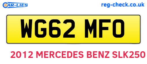 WG62MFO are the vehicle registration plates.