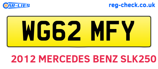 WG62MFY are the vehicle registration plates.
