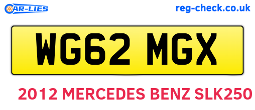 WG62MGX are the vehicle registration plates.