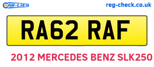 RA62RAF are the vehicle registration plates.