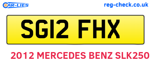 SG12FHX are the vehicle registration plates.