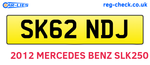 SK62NDJ are the vehicle registration plates.