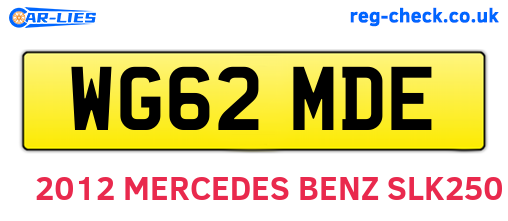 WG62MDE are the vehicle registration plates.