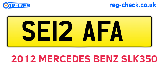 SE12AFA are the vehicle registration plates.
