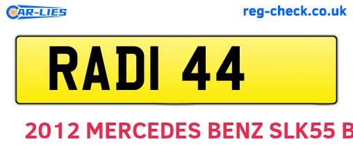 RAD144 are the vehicle registration plates.