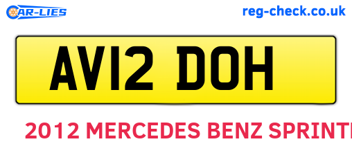 AV12DOH are the vehicle registration plates.
