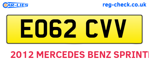 EO62CVV are the vehicle registration plates.