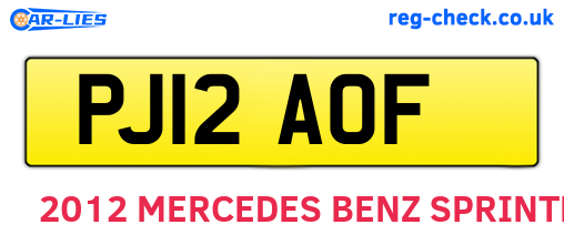 PJ12AOF are the vehicle registration plates.