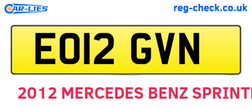 EO12GVN are the vehicle registration plates.