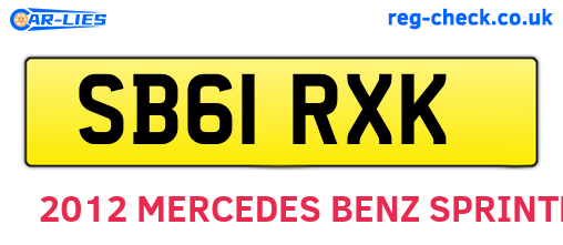 SB61RXK are the vehicle registration plates.