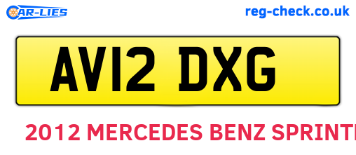 AV12DXG are the vehicle registration plates.