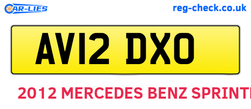 AV12DXO are the vehicle registration plates.