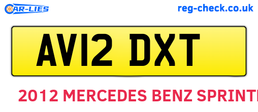 AV12DXT are the vehicle registration plates.