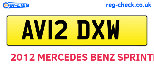 AV12DXW are the vehicle registration plates.