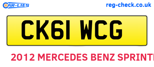 CK61WCG are the vehicle registration plates.