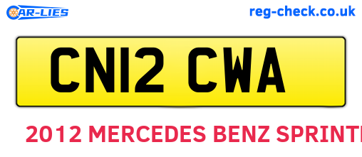 CN12CWA are the vehicle registration plates.