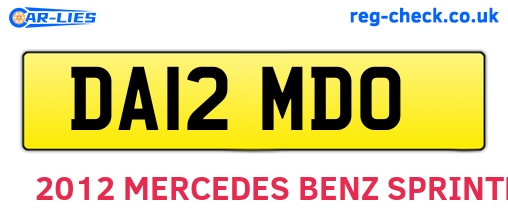DA12MDO are the vehicle registration plates.