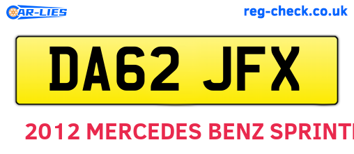 DA62JFX are the vehicle registration plates.