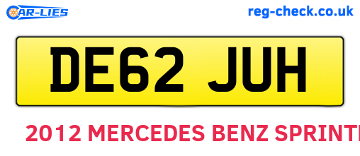DE62JUH are the vehicle registration plates.