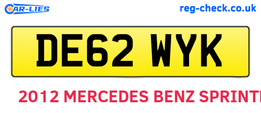 DE62WYK are the vehicle registration plates.