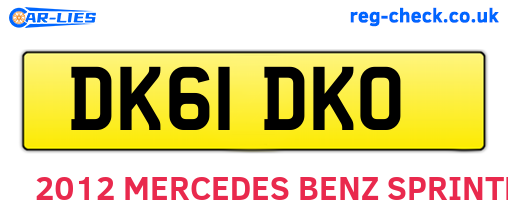 DK61DKO are the vehicle registration plates.