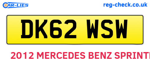 DK62WSW are the vehicle registration plates.