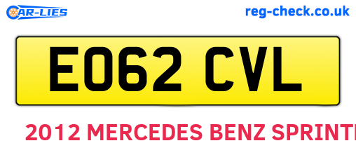 EO62CVL are the vehicle registration plates.