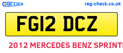 FG12DCZ are the vehicle registration plates.