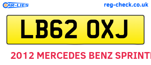 LB62OXJ are the vehicle registration plates.