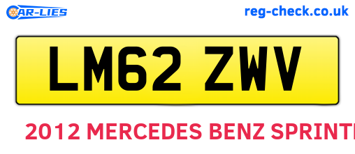 LM62ZWV are the vehicle registration plates.