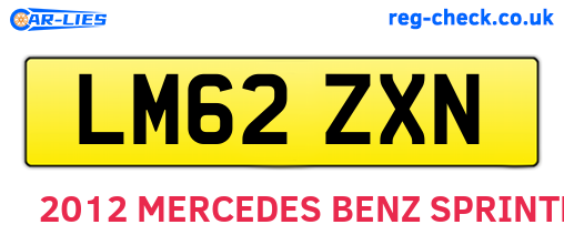 LM62ZXN are the vehicle registration plates.