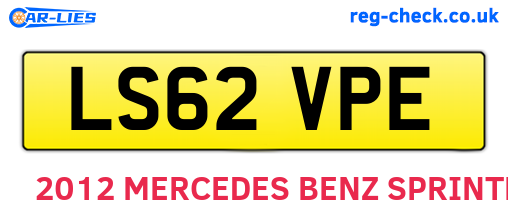 LS62VPE are the vehicle registration plates.