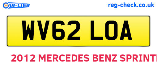 WV62LOA are the vehicle registration plates.