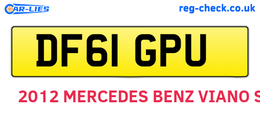 DF61GPU are the vehicle registration plates.
