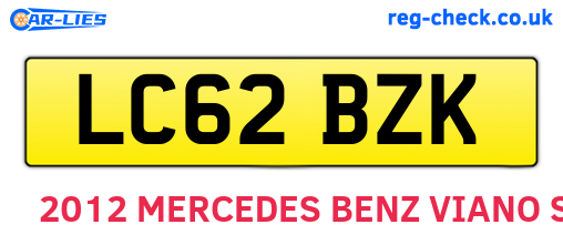 LC62BZK are the vehicle registration plates.