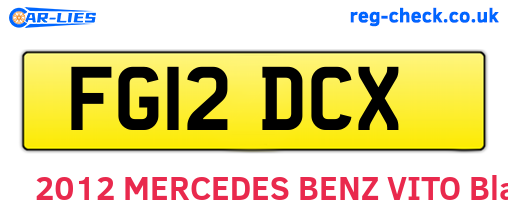 FG12DCX are the vehicle registration plates.